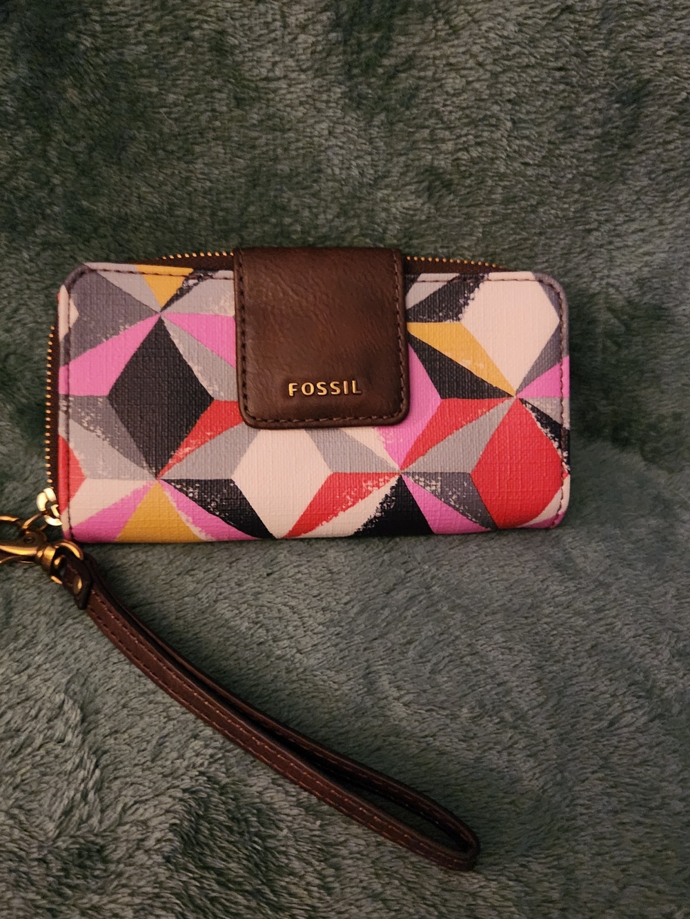 Fossil Multicolor Geometric Wristlet in Pink, Yellow, Red & Brown